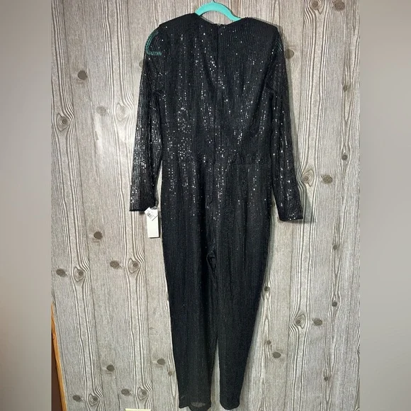 French Connection Black Sequin Jumpsuit EUC - Picture 5 of 9